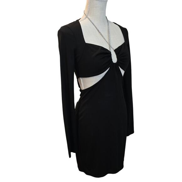Bershka NWT cut out long sleeve mini dress with embellished halter strap sz M. - Picture 2 of 8